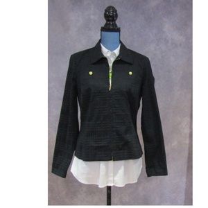 Christopher & Banks Black Geometric Zip Jacket S